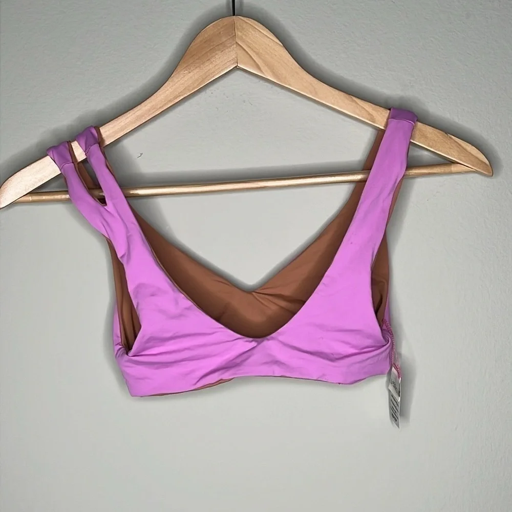 L*SPACE One Wave Bikini Top Reversible Rosebud/Putty Size XS NWOT!